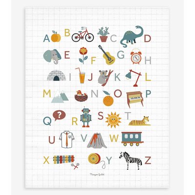Affiche abécédaire animaux et objets OLD SCHOOL LILIPINSO