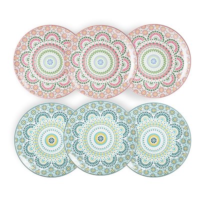 Lot de 6 grandes assiettes, MANDALA ARTIME