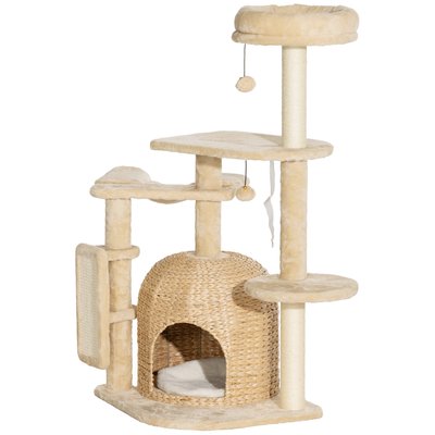 Arbre à chat style cosy chic - nombreux accessoires - beige PAWHUT