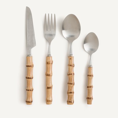 Ménagère 16 pièces en inox et bambou, Awi AM.PM