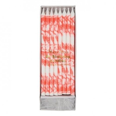 Lot de 24 bougies marbrées Corail fluo MERI MERI