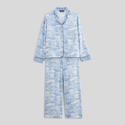 Pyjama manches longues imprimé toile de jouy et rayures MONOPRIX