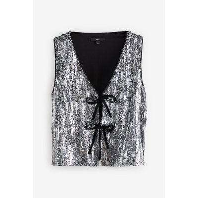 Gilet de costume à sequins noué sur le devant NEXT