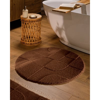 Tapis de bain uni rond, relief, antidérapant ,  Davie WECON HOME