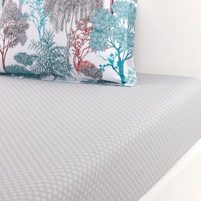 Drap housse en percale de coton gris, VIE SAUVAGE OLIVIER DESFORGES