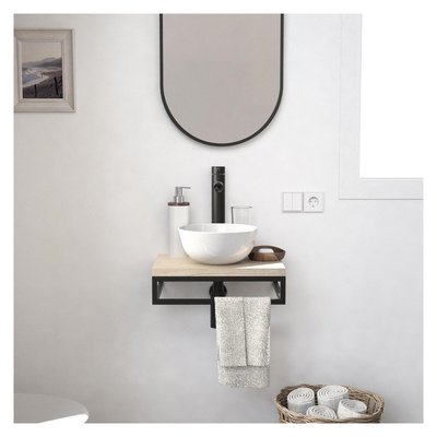 Lave-mains fin +vasque+robinet+miroir SOHO MOB IN