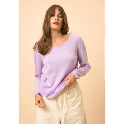 FIONA pull col bateau mauve chiné en cachemire JUST CASHMERE