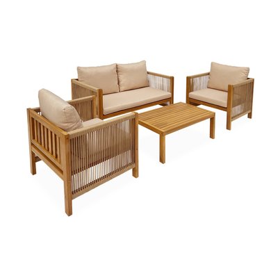 Salon de jardin bois d'acacia et cordes 4 places ALCIRA SWEEEK