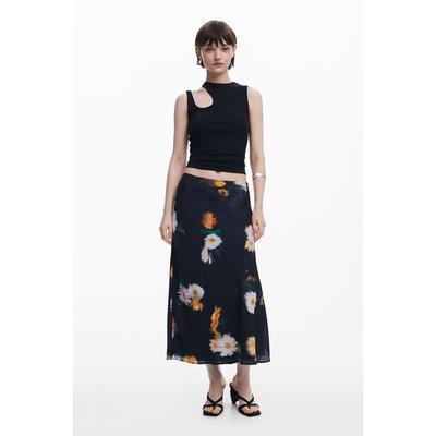 Jupe midi à fleurs dégradées DESIGUAL