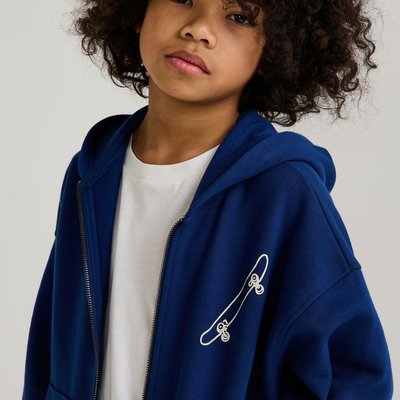 Sweat zippé à capuche imprimé dos en coton BIO GOTS MONOPRIX
