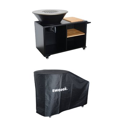 Brasero barbecue Ø80cm desserte avec espaces de rangement housse de protection STROMBOLI + HOUSSE SWEEEK