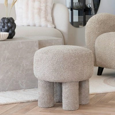 Pouf de salon gris clair sur pieds BRUGES PIER IMPORT