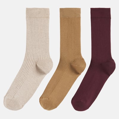 Lot de 3 paires de chaussettes côtelées  LA REDOUTE COLLECTIONS