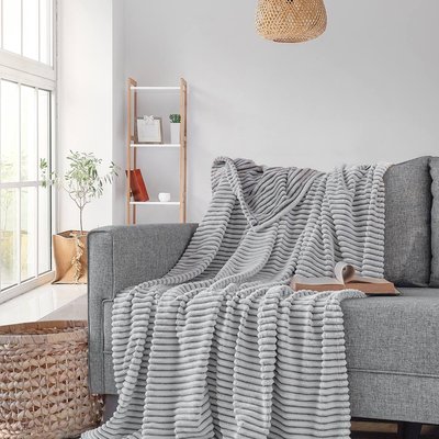 Plaid polaire côtelé extra doux et chaud KASH SENSEI MAISON