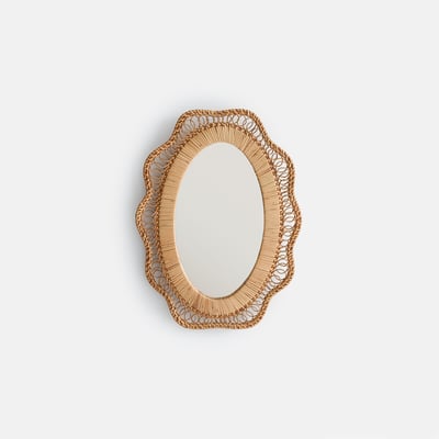 Miroir forme fleur, rotin, diamètre 28 cm, ROZA LA REDOUTE INTERIEURS