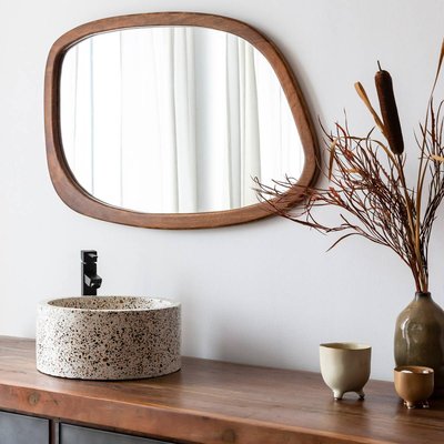 Miroir abstrait en bois de manguier foncé  MARLEY MADE IN MEUBLES 
