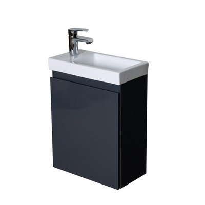 Meuble lave-mains + robinet noir LISA MOB IN