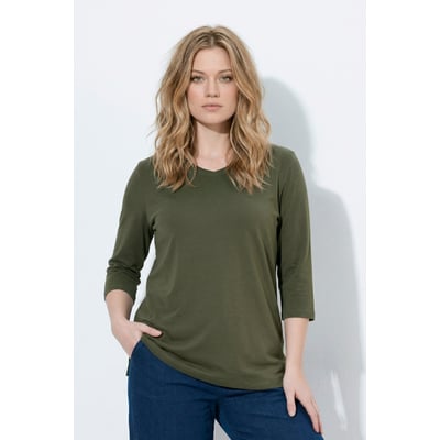 T-shirt V basic, classic, manches 3/4 ULLA POPKEN
