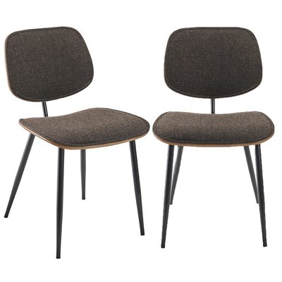 Lot de 2 Chaises en Tissu Gris / Brun - Olympia SIGNATURE