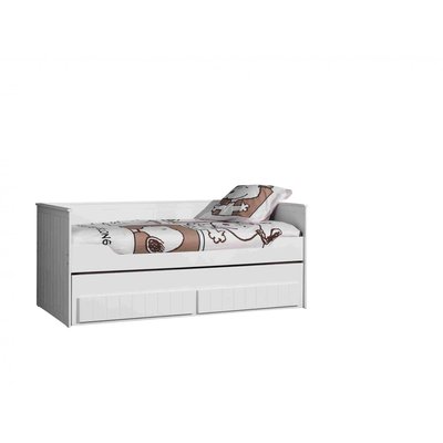 ROBIN Lit capitaine 90x200 avec 2 tiroirs et lit gigogne + Sommier 13 lattes VIPACK