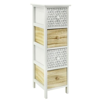 Commode en bois teinté blanc et naturel 4 tiroirs AUBRY GASPARD