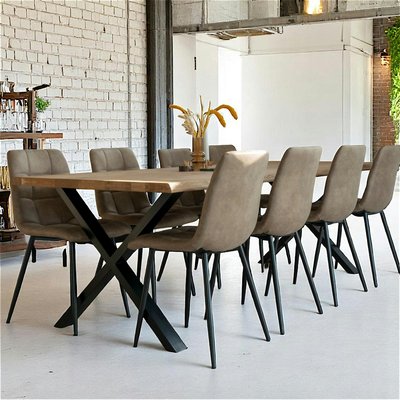 Table à rallonge en bois de chêne clair avec bordures naturelles 300 cm SAVONE PIER IMPORT