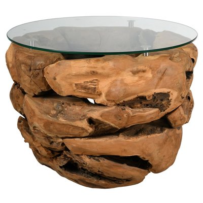 Table basse en teck et en verre Cavi AUBRY GASPARD
