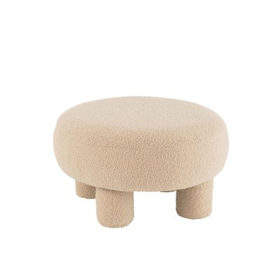 Pouf bas rond en tissu bouclette - BEAR HELLIN, DEPUIS 1862