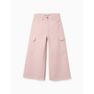 Pantalon à jambe large en sergé avec poches cargo ZIPPY