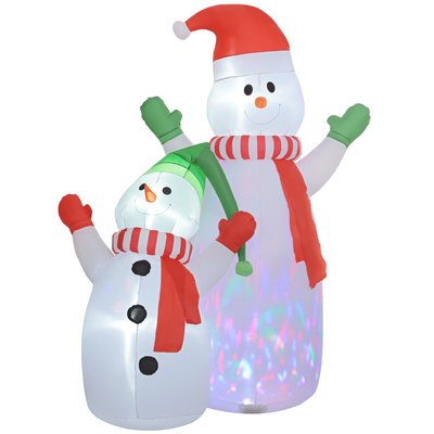 Décoration Noël gonflable dim. 190L x 110l x 240H cm bonhommes de neige LED OUTSUNNY