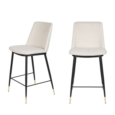 Lot de 2 tabourets de bar en tissu et métal H65cm - Lionel DRAWER