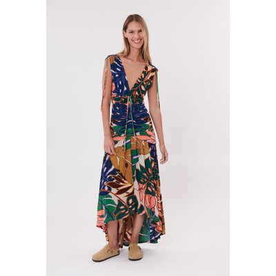 Robe longue imprimée col en V TRIBORD DERHY