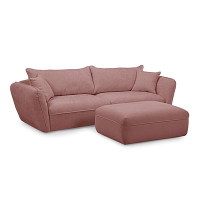 Canapé droit fixe 3 places en tissu texturé avec pouf, LUIGI BOBOCHIC