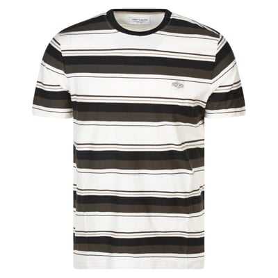T-shirt en coton noir uni avec une coupe droite et des rayures à l'horizontal TEDDY SMITH