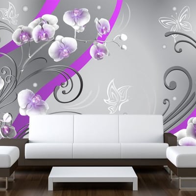 Papier peint intissé panoramique Purple orchids - variation EDEN