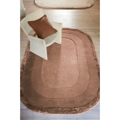 Tonal Border Oval Shaped Rug ÉDITÉ