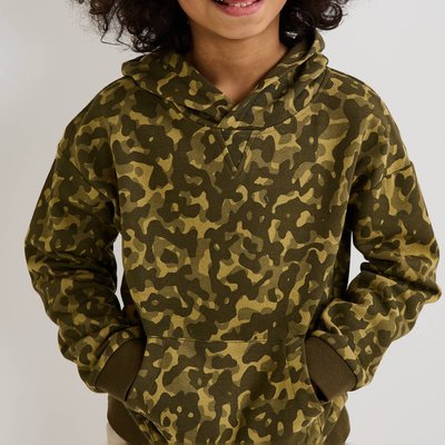 Sweat à capuche en motif camouflage en coton bio MONOPRIX