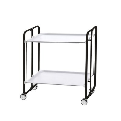 Table roulante pliante BAUHAUS, 2 plateaux, châssis noir DON HIERRO