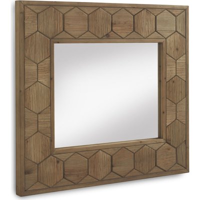 Miroir décoratif hexagonal bois de fresne naturel rustique RECOLLECTION