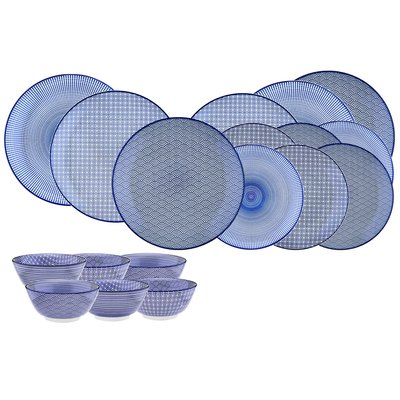 Lot de 18 set les essentiels en porcelaine, PATTERN BJORN