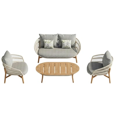 Salon de jardin 4 places en teck et cordage VASCA PIER IMPORT