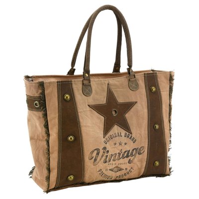 Sac en coton et cuir de buffle Vintage AUBRY GASPARD