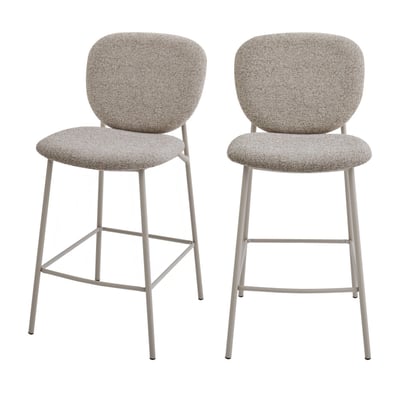 Lot de 2 tabourets de bar en tissu pieds beiges H65cm- DALBY DRAWER