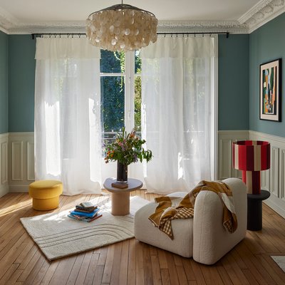 Voilage Eole  en Chanvre lavé à finition frangée Blanc 140x280 cm MADURA