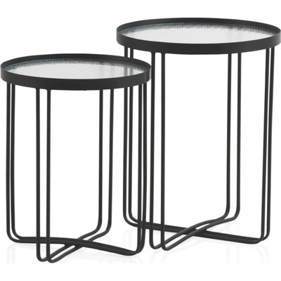 x2 tables d appoint métal  et verre design cylindrique RECOLLECTION