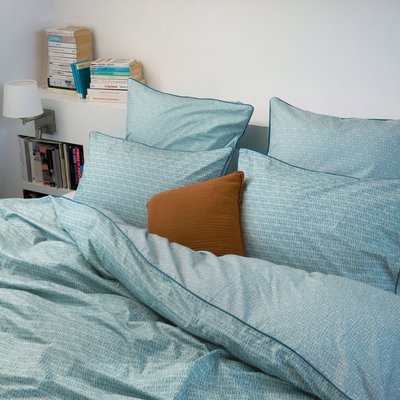 Taie d'oreiller imprimée en percale de coton, TOUCHE VÉGÉTALE BLANC CERISE