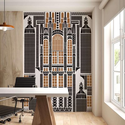 Papier peint formes géométriques, imitation façade d'un batiment - 255x260 cm (l x h) LA TOUCHE ORIGINALE