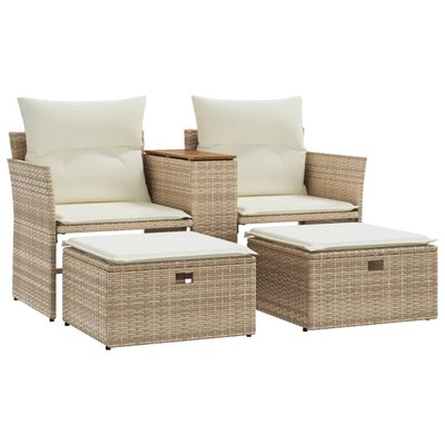 Canapé de jardin 2 places avec tabourets résine tressée HOME MAISON