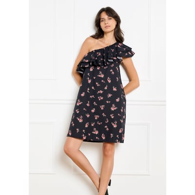 Robe asymétrique à volant fleuri LOLALIZA