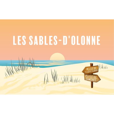 Tableau Sur Toile Illustration Crépuscule Sur Les Sables-d'olonne PLAGE CEANOTHE